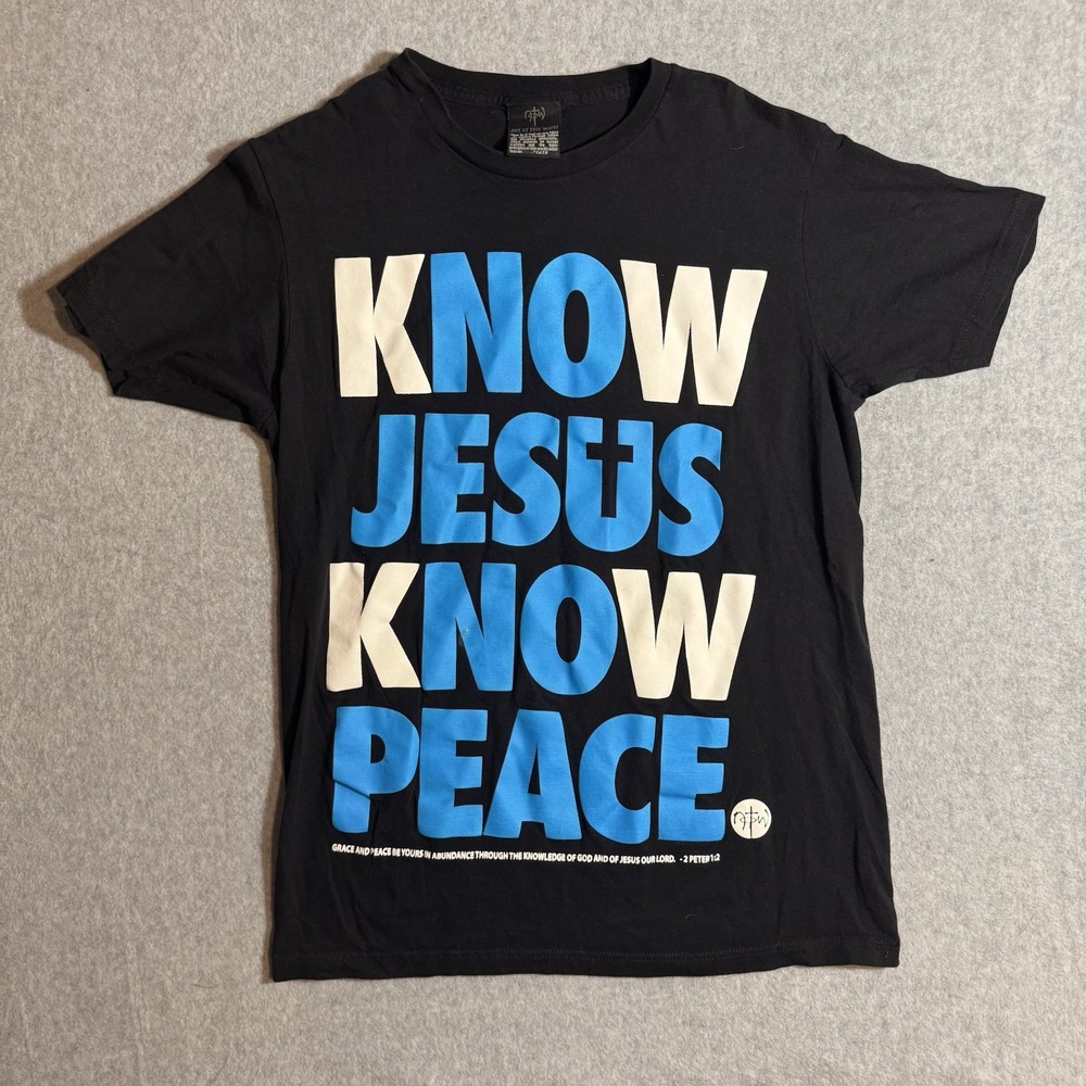 Vintage Not of This World Shirt Black Med NOTW Know Jesus Know Peace 2 Peter 1:2